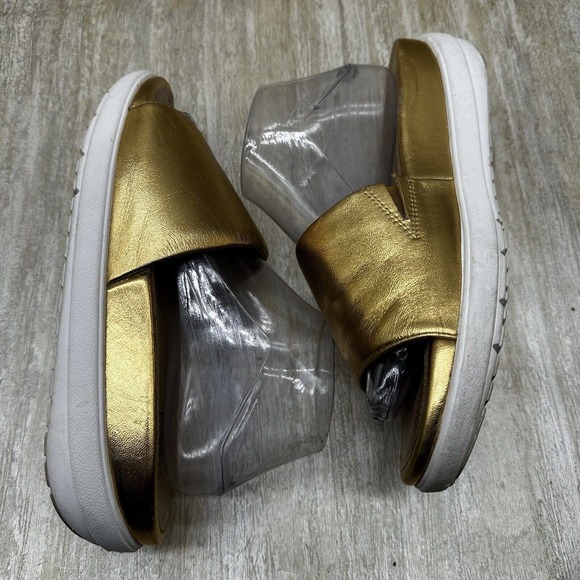 FitFlop Luxe Loosh Slide Sandals Womens‎ 8 Metallic Gold Leather Slip On Shoes - Picture 5 of 12